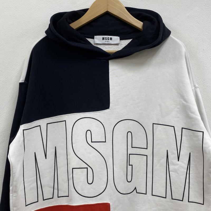 エムエスジーエム MSGM パーカー 長袖 フロントロゴ 切替 プルオーバー フーディー パーカー 2340MM69 XS ロゴ、文字 白 / ホワイト / white X 黒 / ブラック / black X 赤 / レッド / red メンズ USED 古着 中古 50129906