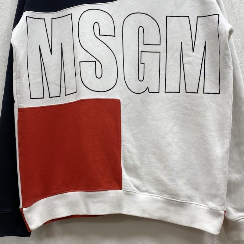 エムエスジーエム MSGM パーカー 長袖 フロントロゴ 切替 プルオーバー フーディー パーカー 2340MM69 XS ロゴ、文字 白 / ホワイト / white X 黒 / ブラック / black X 赤 / レッド / red メンズ USED 古着 中古 50129906