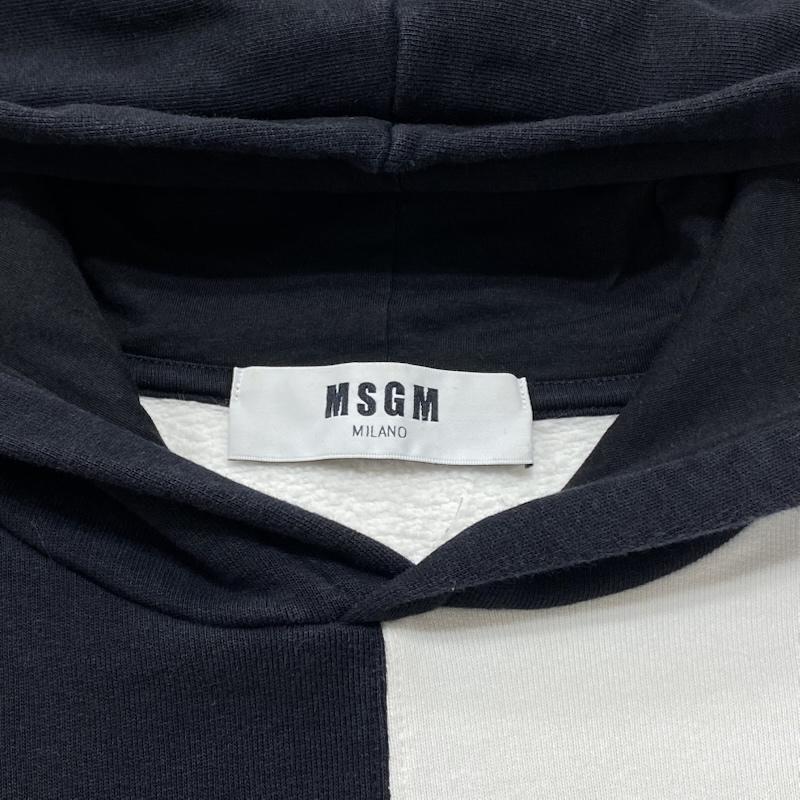 エムエスジーエム MSGM パーカー 長袖 フロントロゴ 切替 プルオーバー フーディー パーカー 2340MM69 XS ロゴ、文字 白 / ホワイト / white X 黒 / ブラック / black X 赤 / レッド / red メンズ USED 古着 中古 50129906