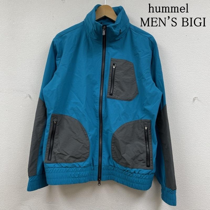 ヒュンメル hummel ジャケット、上着 ジャンパー、ブルゾン MEN S BIGI 別注 コラボ スポーティ ブルゾン ストレッチ ゴルフ フード収納 異素材切り替え ジップアップ 3 無地 青 / ブルー / blue X 灰 / グレー / gray メンズ USED 古着 中古 50129934