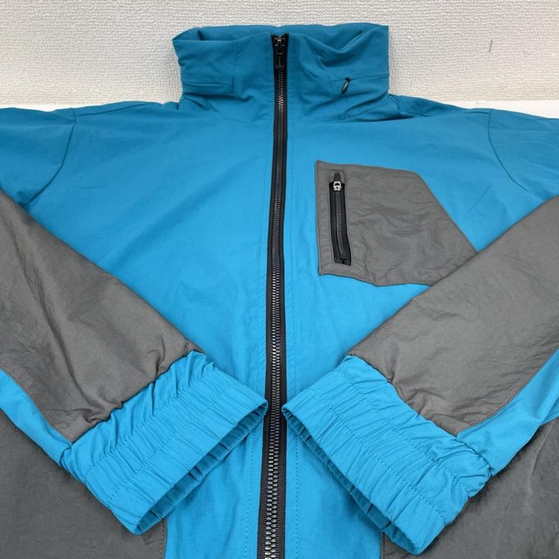 ヒュンメル hummel ジャケット、上着 ジャンパー、ブルゾン MEN S BIGI 別注 コラボ スポーティ ブルゾン ストレッチ ゴルフ フード収納 異素材切り替え ジップアップ 3 無地 青 / ブルー / blue X 灰 / グレー / gray メンズ USED 古着 中古 50129934