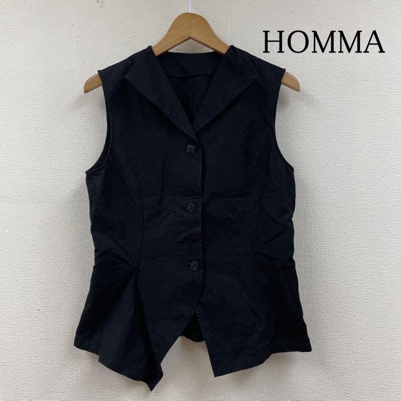 ホンマ HOMMA ベスト ベスト シャツ ジャケット ベスト 前開き ボタン ジレ 無地 アシンメトリー 本間 2 無地 黒 / ブラック / black レディース USED 古着 中古 50129957