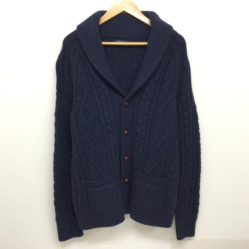 ポロラルフローレン POLO RALPH LAUREN カーディガン 長袖 ニット カーディガン くるみボタン サイズ170 - 紺 / ネイビー / navy メンズ USED 古着 中古 50129971