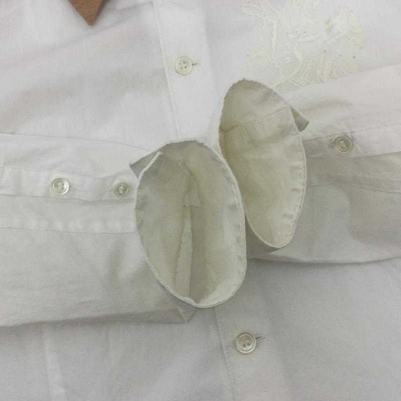 アンダーカバー UNDERCOVER シャツ、ブラウス 長袖 ハート心臓レース刺繍シャツ L 1406 2 2 白 / ホワイト / white X ベージュ / ベージュ / beige レディース USED 古着 中古 50129976