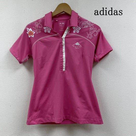 アディダス adidas ポロシャツ 半袖 クール Tシャツ 半袖 ハーフボタン 花柄 プリント ポロシャツ ゴルフ スポーツウェア S プリント X 花柄 X ロゴ、文字 X 刺繍 桃 / ピンク / pink レディース USED 古着 中古 50130046