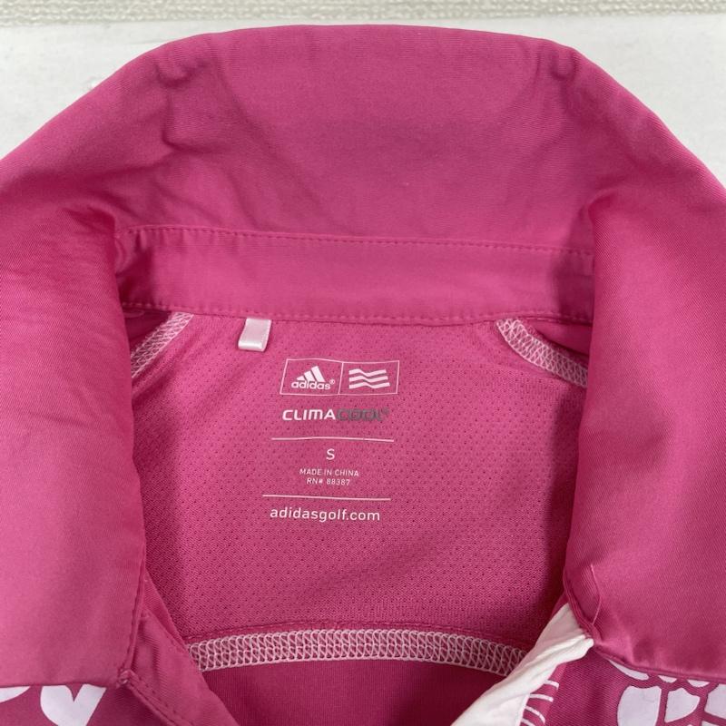 アディダス adidas ポロシャツ 半袖 クール Tシャツ 半袖 ハーフボタン 花柄 プリント ポロシャツ ゴルフ スポーツウェア S プリント X 花柄 X ロゴ、文字 X 刺繍 桃 / ピンク / pink レディース USED 古着 中古 50130046