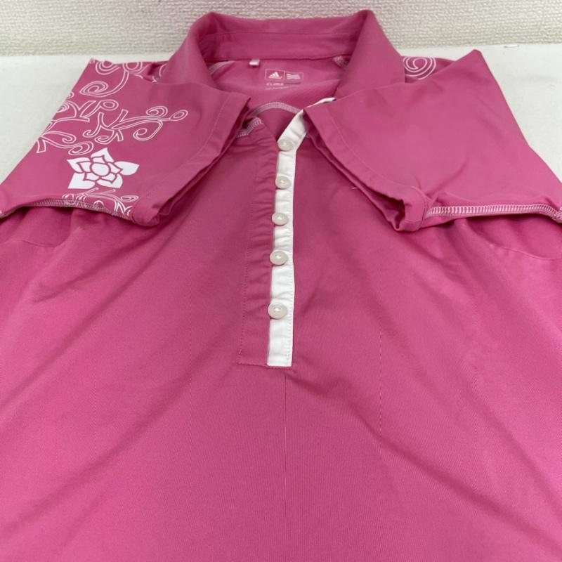 アディダス adidas ポロシャツ 半袖 クール Tシャツ 半袖 ハーフボタン 花柄 プリント ポロシャツ ゴルフ スポーツウェア S プリント X 花柄 X ロゴ、文字 X 刺繍 桃 / ピンク / pink レディース USED 古着 中古 50130046