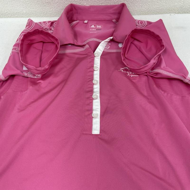 アディダス adidas ポロシャツ 半袖 クール Tシャツ 半袖 ハーフボタン 花柄 プリント ポロシャツ ゴルフ スポーツウェア S プリント X 花柄 X ロゴ、文字 X 刺繍 桃 / ピンク / pink レディース USED 古着 中古 50130046