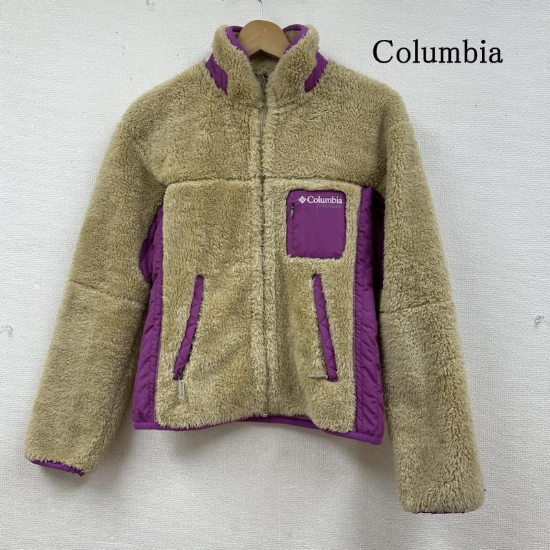 コロンビア Columbia ジャケット、上着 ジャンパー、ブルゾン フリースジャケット ブルゾン ハイネック フルジップ スポーツウエア ロゴ 刺繍 210 PL3558 S ロゴ、文字 X 刺繍 ベージュ / ベージュ / beige X 紫 / パープル / purple レディース USED 古着 中古 50130059