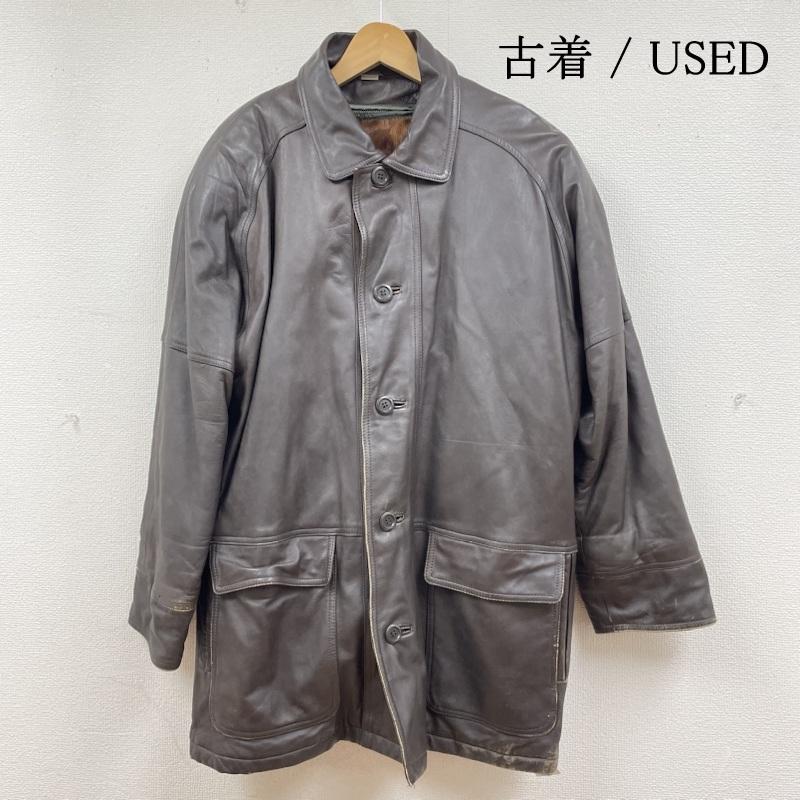 古着 USED ジャケット、上着 レザージャケット レザー ジャケット ハーフコート 本革 ブラウン 毛皮ライナー ライナー着脱式 L 無地 茶 / ブラウン / brown メンズ USED 古着 中古 50130062