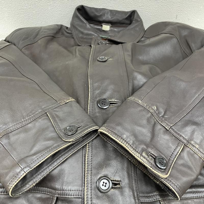 古着 USED ジャケット、上着 レザージャケット レザー ジャケット ハーフコート 本革 ブラウン 毛皮ライナー ライナー着脱式 L 無地 茶 / ブラウン / brown メンズ USED 古着 中古 50130062