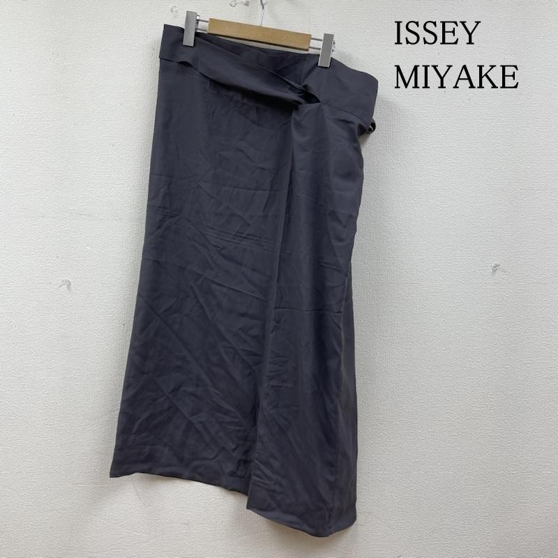 イッセイミヤケ ISSEY MIYAKE スカート ロングスカート 90s Vintage ISSEY MIYAKE 巻き ラップ スカート 無地 リボン ウエスト紐 日本製 M 無地 灰 / グレー / gray レディース USED 古着 中古 50130063