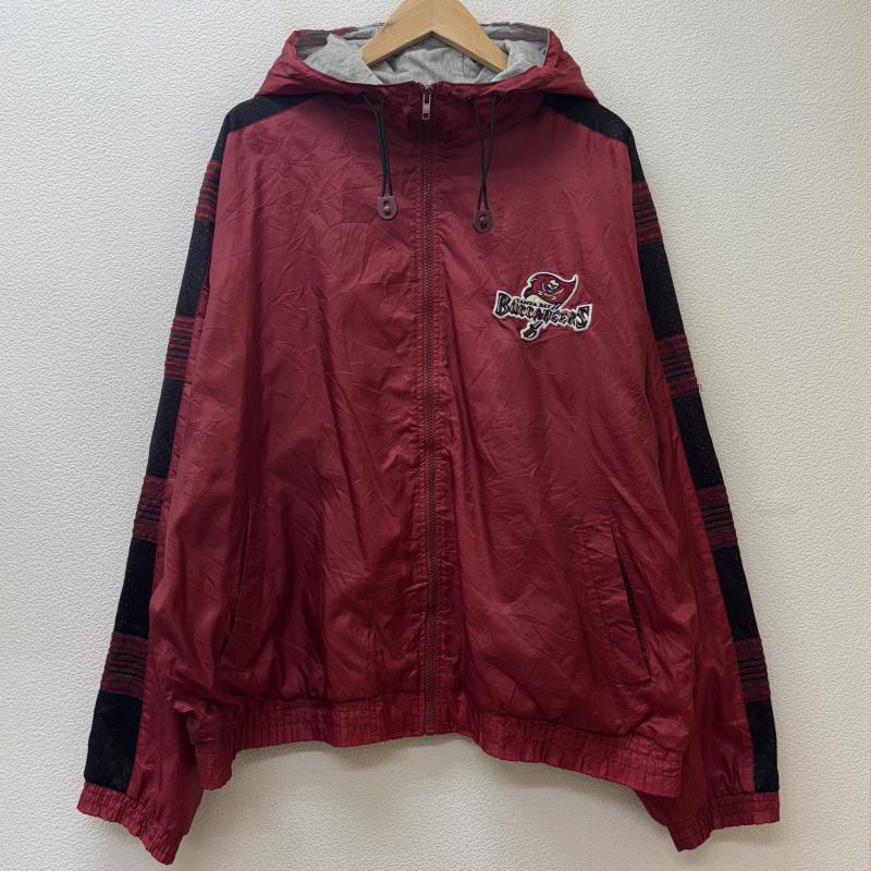 古着 USED ジャケット、上着 ジャンパー、ブルゾン FANS GEAR NFL Tampa Bay Buccaneers タンパベイ バッカニアーズ ロゴ ナイロン フード ジャケット 赤 黒 レッド ブラック - 赤 / レッド / red メンズ USED 古着 中古 50130106