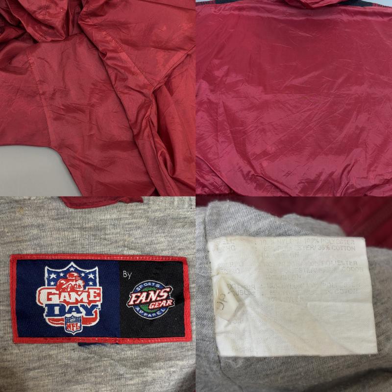 古着 USED ジャケット、上着 ジャンパー、ブルゾン FANS GEAR NFL Tampa Bay Buccaneers タンパベイ バッカニアーズ ロゴ ナイロン フード ジャケット 赤 黒 レッド ブラック - 赤 / レッド / red メンズ USED 古着 中古 50130106