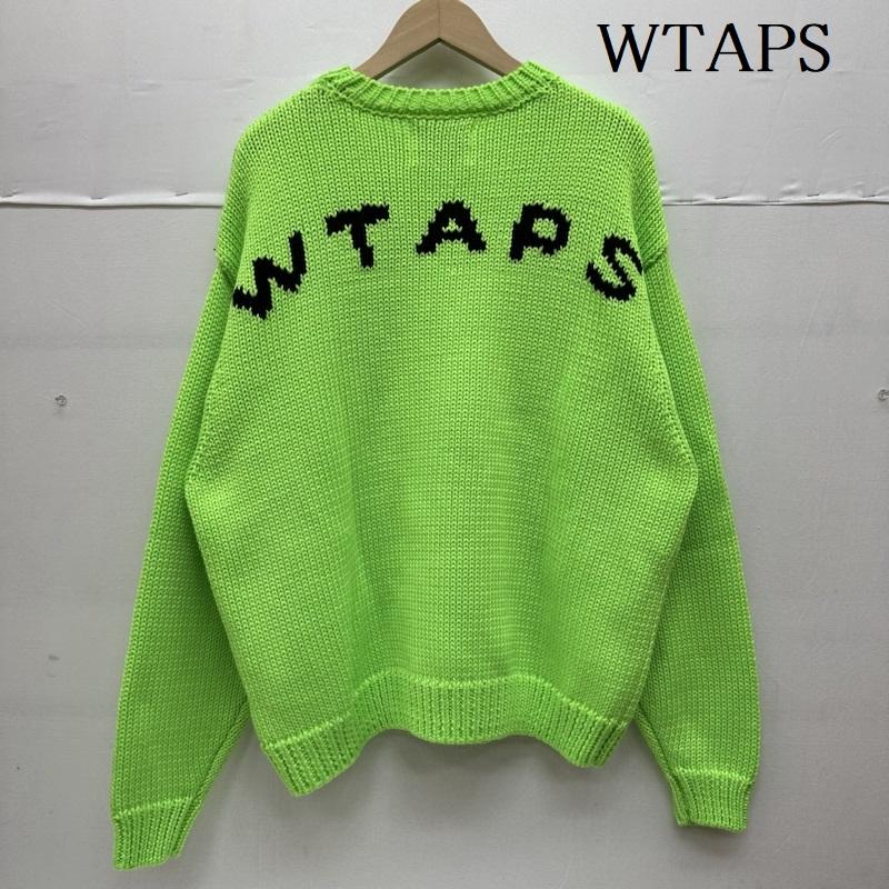 ダブルタップス WTAPS ニット、セーター 長袖 23AW バック ロゴ クルーネック ニット セーター 232MADT-KNM04 2 薄緑 / ライトグリーン / メンズ USED 古着 中古 50130163