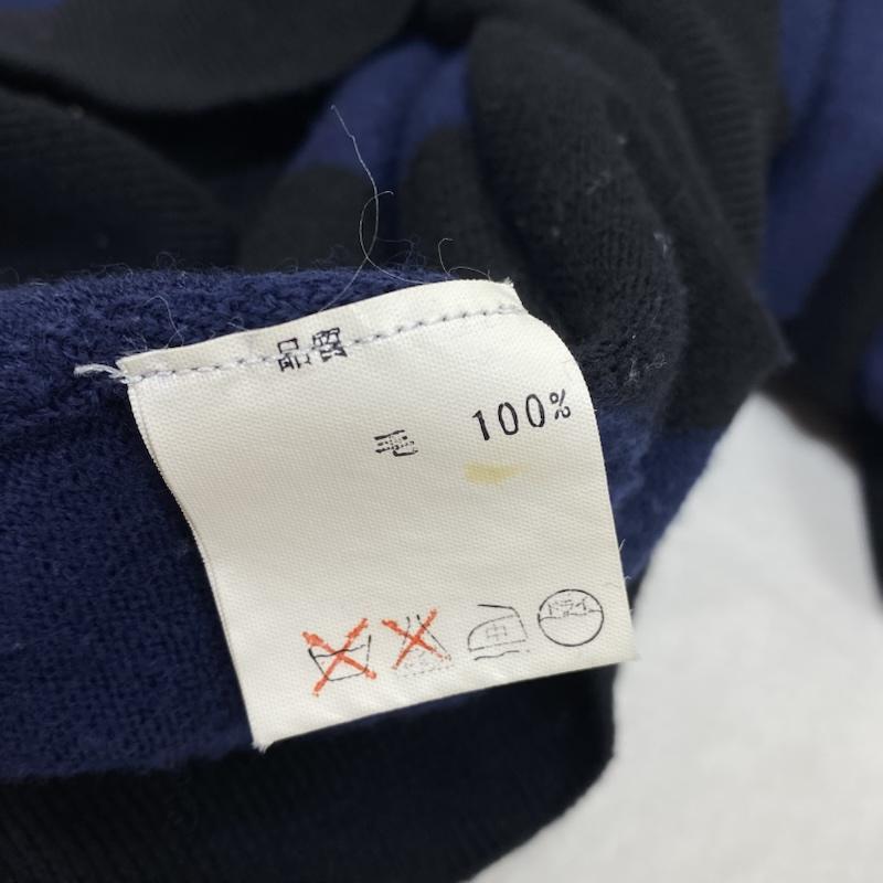 レットイットライド LET IT RIDE ニット、セーター 長袖 クルーネック ボーダー ニット セーター ウール 薄手 M ボーダー柄 紺 / ネイビー / navy X 黒 / ブラック / black メンズ USED 古着 中古 50130197