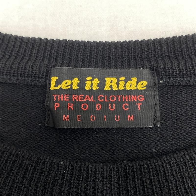 レットイットライド LET IT RIDE ニット、セーター 長袖 クルーネック ボーダー ニット セーター ウール 薄手 M ボーダー柄 紺 / ネイビー / navy X 黒 / ブラック / black メンズ USED 古着 中古 50130197