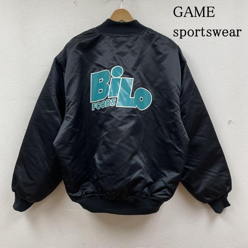 古着 USED ジャケット、上着 ジャンパー、ブルゾン GAME sportswear 80s 90s USA製 スタジャン スタジアム ジャンパー ジャケット ロゴ プリント 刺繍 ロゴ、文字 X プリント X 刺繍 黒 / ブラック / black メンズ USED 古着 中古 50130257