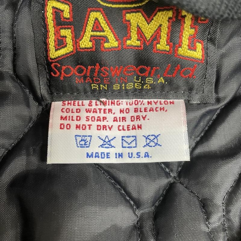 古着 USED ジャケット、上着 ジャンパー、ブルゾン GAME sportswear 80s 90s USA製 スタジャン スタジアム ジャンパー ジャケット ロゴ プリント 刺繍 ロゴ、文字 X プリント X 刺繍 黒 / ブラック / black メンズ USED 古着 中古 50130257