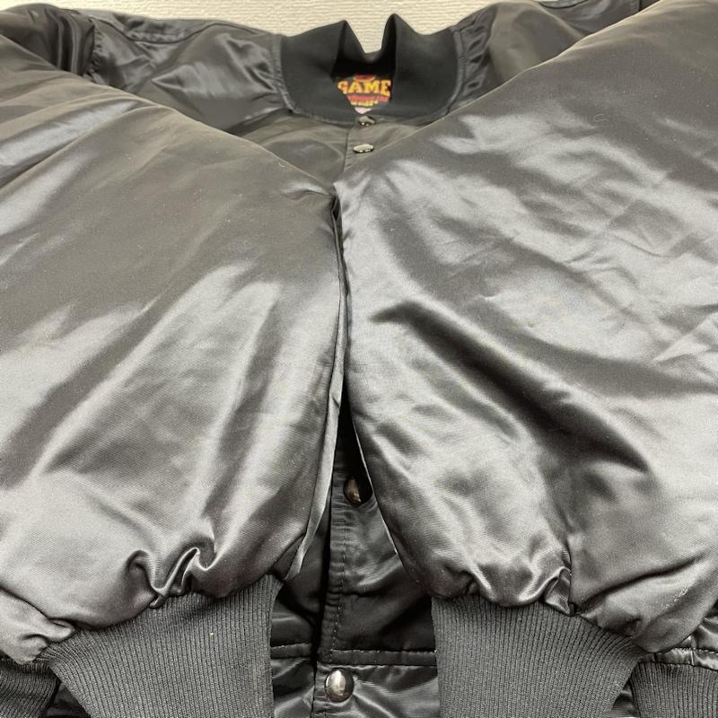古着 USED ジャケット、上着 ジャンパー、ブルゾン GAME sportswear 80s 90s USA製 スタジャン スタジアム ジャンパー ジャケット ロゴ プリント 刺繍 ロゴ、文字 X プリント X 刺繍 黒 / ブラック / black メンズ USED 古着 中古 50130257