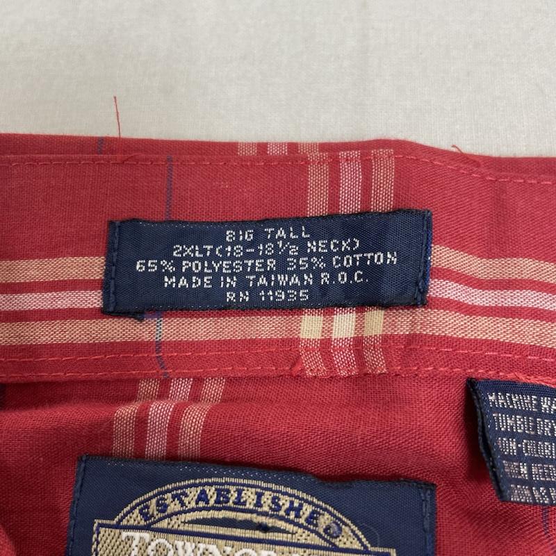 タウンクラフト TOWNCRAFT シャツ、ブラウス 長袖 長袖 シャツ ブラウス Shirt ロングスリーブ チェック柄 胸ポケット ボタン サイズ2XL 大きめ - チェック 赤 / レッド / red メンズ USED 古着 中古 50130320