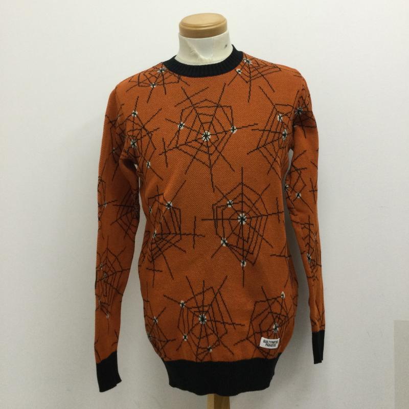 ワコマリア WACKO MARIA ニット、セーター 長袖 ワコマリア 17FW-WMK-KN14 ATOMIC SPIDER JACQUARD アトミック スパイダー ジャガード ニット オレンジ系 S 総柄 橙 / オレンジ / orange メンズ USED 古着 中古 50130321