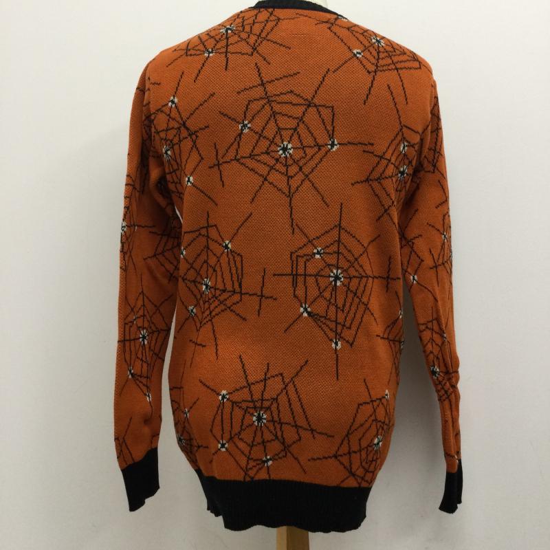 ワコマリア WACKO MARIA ニット、セーター 長袖 ワコマリア 17FW-WMK-KN14 ATOMIC SPIDER JACQUARD アトミック スパイダー ジャガード ニット オレンジ系 S 総柄 橙 / オレンジ / orange メンズ USED 古着 中古 50130321