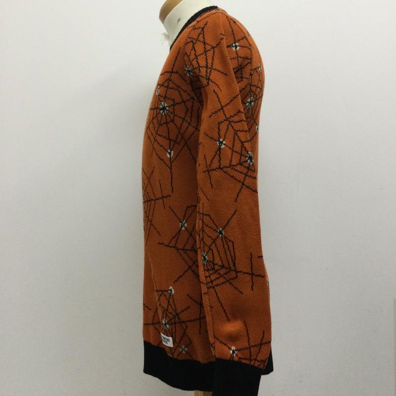 ワコマリア WACKO MARIA ニット、セーター 長袖 ワコマリア 17FW-WMK-KN14 ATOMIC SPIDER JACQUARD アトミック スパイダー ジャガード ニット オレンジ系 S 総柄 橙 / オレンジ / orange メンズ USED 古着 中古 50130321