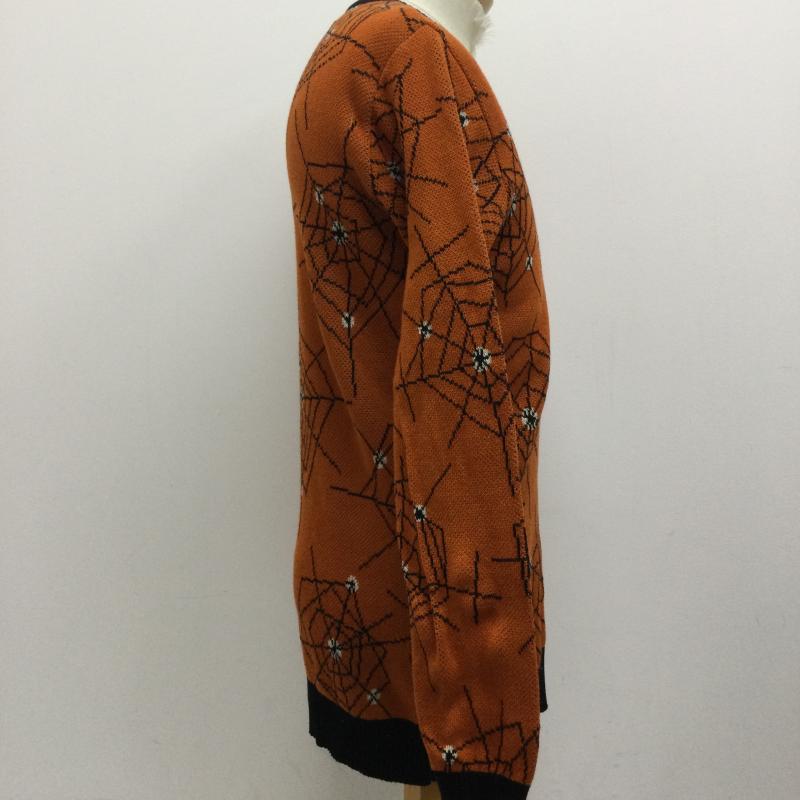 ワコマリア WACKO MARIA ニット、セーター 長袖 ワコマリア 17FW-WMK-KN14 ATOMIC SPIDER JACQUARD アトミック スパイダー ジャガード ニット オレンジ系 S 総柄 橙 / オレンジ / orange メンズ USED 古着 中古 50130321