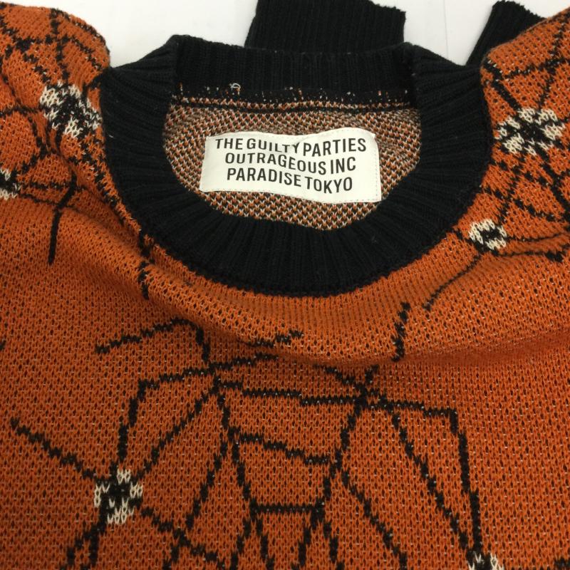 ワコマリア WACKO MARIA ニット、セーター 長袖 ワコマリア 17FW-WMK-KN14 ATOMIC SPIDER JACQUARD アトミック スパイダー ジャガード ニット オレンジ系 S 総柄 橙 / オレンジ / orange メンズ USED 古着 中古 50130321