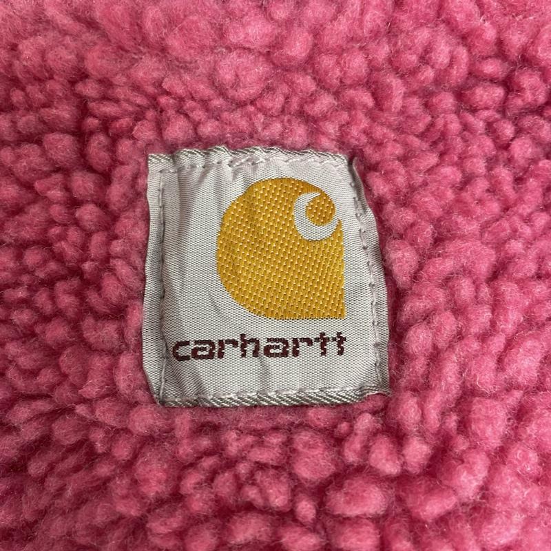 カーハート Carhartt ベスト ベスト ワーク ダック ベスト 裏ボア スナップボタン 前開き ロゴ 刺繍 100061 677 M ロゴ、文字 X 刺繍 桃 / ピンク / pink レディース USED 古着 中古 50130325