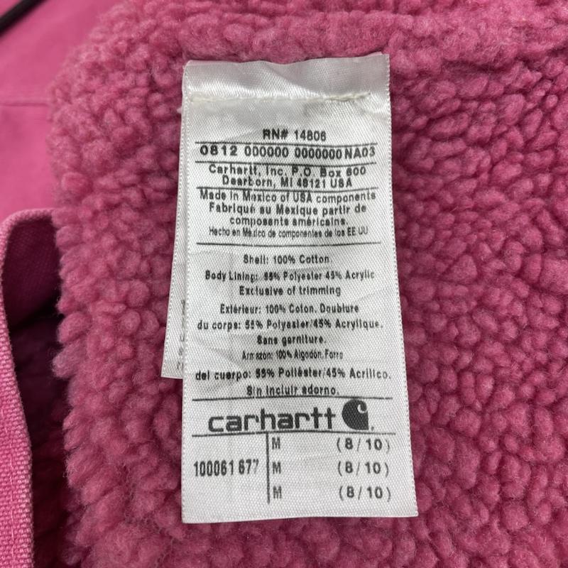 カーハート Carhartt ベスト ベスト ワーク ダック ベスト 裏ボア スナップボタン 前開き ロゴ 刺繍 100061 677 M ロゴ、文字 X 刺繍 桃 / ピンク / pink レディース USED 古着 中古 50130325