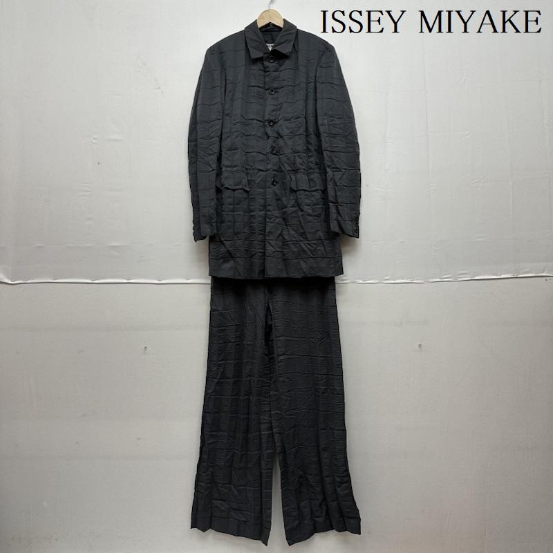 イッセイミヤケ ISSEY MIYAKE セットアップ セットアップ 90s PLEATS PLEASE プリーツ ステンカラー コート ワイド パンツ セットアップ IM94-FD919 M 灰 / グレー / gray レディース USED 古着 中古 50130345