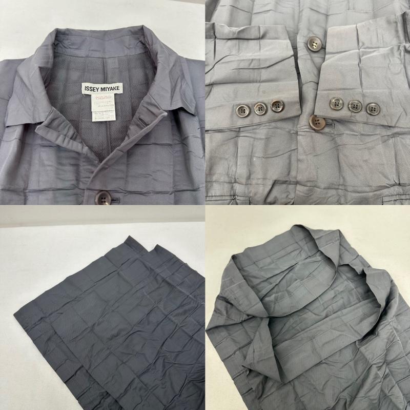 イッセイミヤケ ISSEY MIYAKE セットアップ セットアップ 90s PLEATS PLEASE プリーツ ステンカラー コート ワイド パンツ セットアップ IM94-FD919 M 灰 / グレー / gray レディース USED 古着 中古 50130345