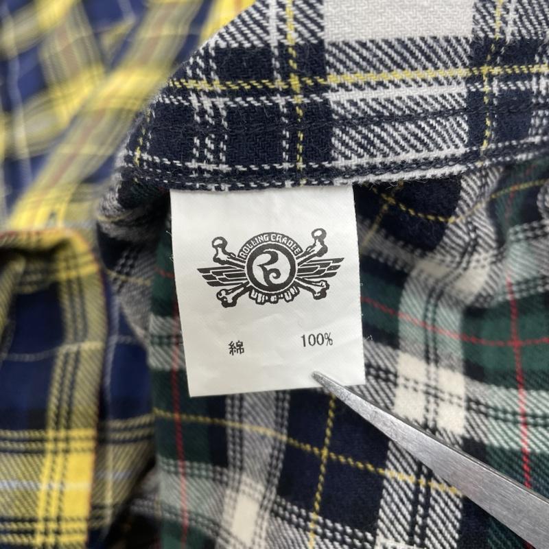 ローリングクレイドル ROLLING CRADLE シャツ、ブラウス 長袖 クレイジーパターン パッチワーク チェック柄 長袖 ボタンダウン シャツ M チェック マルチカラー / マルチカラー / multicolor メンズ USED 古着 中古 50130352