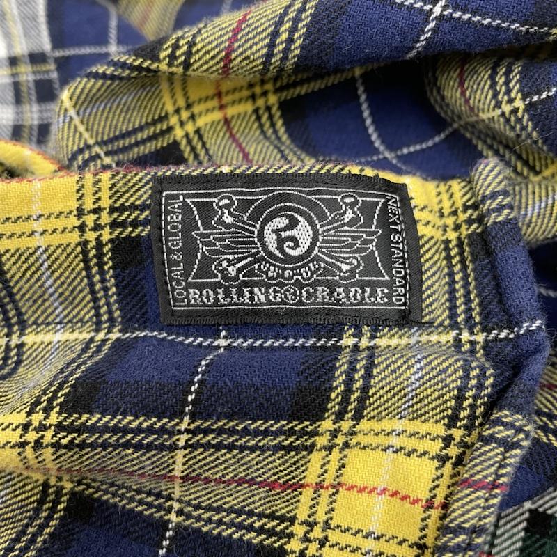 ローリングクレイドル ROLLING CRADLE シャツ、ブラウス 長袖 クレイジーパターン パッチワーク チェック柄 長袖 ボタンダウン シャツ M チェック マルチカラー / マルチカラー / multicolor メンズ USED 古着 中古 50130352