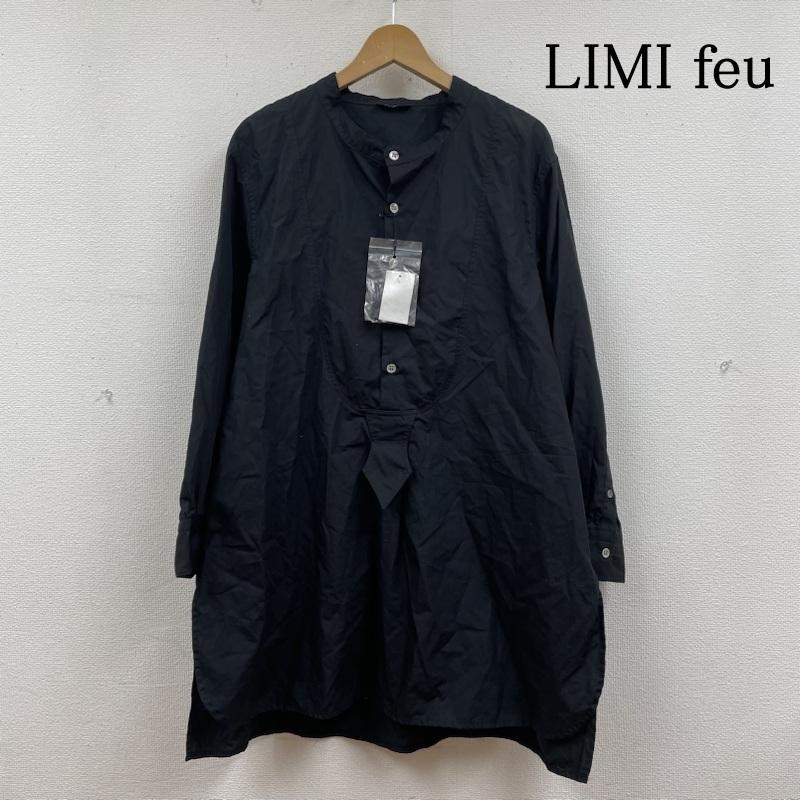 リミフゥ LIMI feu ワンピース ロングスカート オーバーサイズ 長袖 シャツ ワンピース ミディ丈 無地 変形 ボタン タグ付き - 無地 黒 / ブラック / black レディース USED 古着 中古 50130367