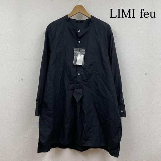リミフゥ LIMI feu ワンピース ロングスカート オーバーサイズ 長袖 シャツ ワンピース ミディ丈 無地 変形 ボタン タグ付き - 無地 黒 / ブラック / black レディース USED 古着 中古 50130367