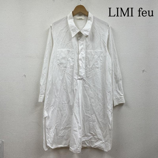 リミフゥ LIMI feu ワンピース ひざ丈スカート シャツ ワンピース カットソー ボタン プルオーバー スリット入り - 無地 白 / ホワイト / white レディース USED 古着 中古 50130385
