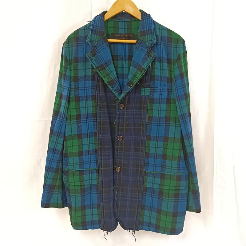 コムデギャルソンオム COMME des GARCONS HOMME ジャケット、上着 ジャケット、ブレザー COMME des GARCONS HOMME コムデギャルソンオム チェック切替 ウールテーラード S 総柄 X チェック 青 / ブルー / blue X 緑 / グリーン / green X 紺 / ネイビー / navy メンズ USED 古着 中古 50130406