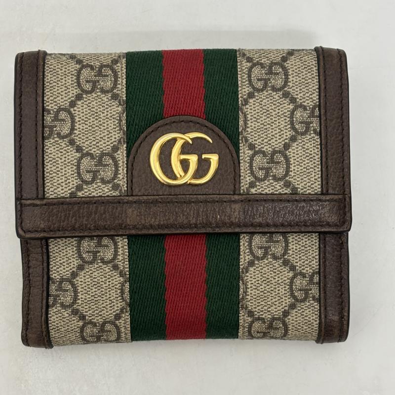グッチ GUCCI 財布 コンパクト財布 GG フレンチフラップウォレット 523173 96IWG 8745 シェリー - レディース USED 古着 中古 50130447