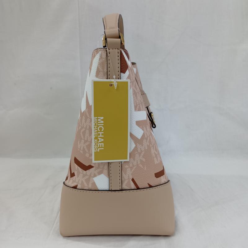 マイケルコース MICHAEL KORS ショルダーバッグ ショルダーバッグ MICHAEL KORS マイケルコース LUGG MULTI バケットメッセンジャー ミディアム ショルダーバッグ 2WAY 35F2GM9M6V ロゴ、文字 X 総柄 茶 / ブラウン / brown X ベージュ / ベージュ / beige X 桃 / ピンク / pink レディース USED 古着 中古 50130524