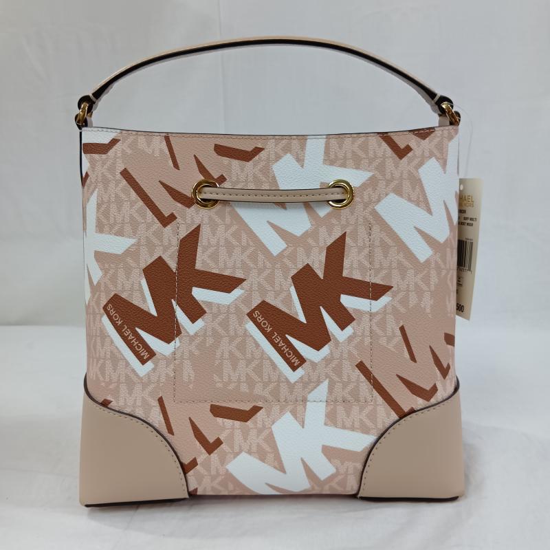 マイケルコース MICHAEL KORS ショルダーバッグ ショルダーバッグ MICHAEL KORS マイケルコース LUGG MULTI バケットメッセンジャー ミディアム ショルダーバッグ 2WAY 35F2GM9M6V ロゴ、文字 X 総柄 茶 / ブラウン / brown X ベージュ / ベージュ / beige X 桃 / ピンク / pink レディース USED 古着 中古 50130524
