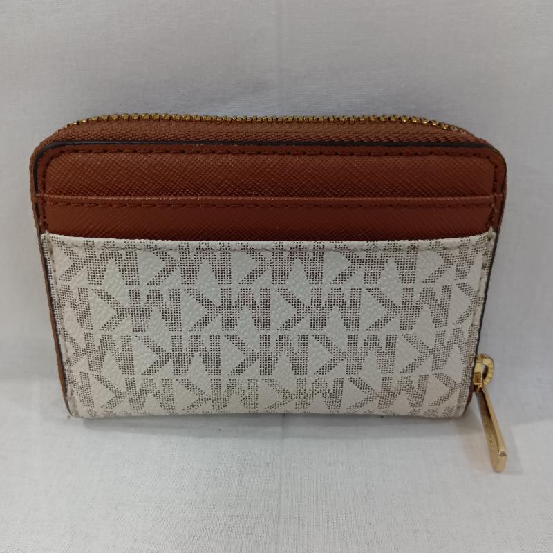 マイケルコース MICHAEL KORS 財布 二つ折り MICHAEL KORS マイケルコース シグネチャーウォレット ラウンドファスナー コンパクト 財布 35H9GTVZ2B - 無地 X ロゴ、文字 茶 / ブラウン / brown X オフホワイト / オフホワイト / レディース USED 古着 中古 50130525