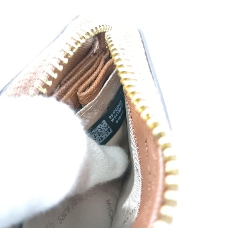 マイケルコース MICHAEL KORS 財布 二つ折り MICHAEL KORS マイケルコース シグネチャーウォレット ラウンドファスナー コンパクト 財布 35H9GTVZ2B - 無地 X ロゴ、文字 茶 / ブラウン / brown X オフホワイト / オフホワイト / レディース USED 古着 中古 50130525