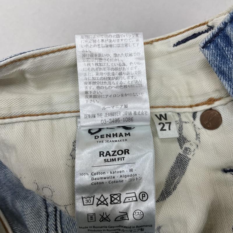 デンハム DENHAM パンツ デニム、ジーンズ RAZOR スリム フィット デニム パンツ ストレッチ 01-13-11-11-018 27インチ ダメージ加工 インディゴ / インディゴ / Indigo メンズ USED 古着 中古 50130753