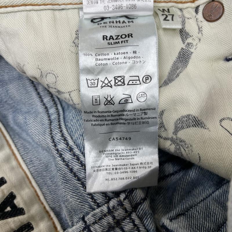 デンハム DENHAM パンツ デニム、ジーンズ RAZOR スリム フィット デニム パンツ ストレッチ 01-13-11-11-018 27インチ ダメージ加工 インディゴ / インディゴ / Indigo メンズ USED 古着 中古 50130753