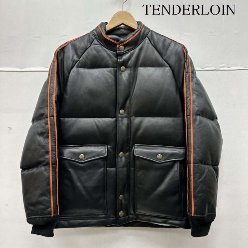 テンダーロイン TENDERLOIN ジャケット、上着 レザージャケット 07AW 袖ライン レーシング レザー ダウン ジャケット T-RACINGLEATHER S 黒 / ブラック / black メンズ USED 古着 中古 50130834