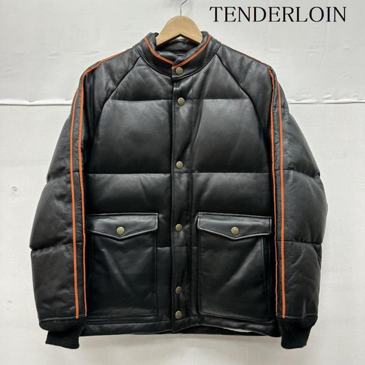 テンダーロイン TENDERLOIN ジャケット、上着 レザージャケット 07AW 袖ライン レーシング レザー ダウン ジャケット T-RACINGLEATHER S 黒 / ブラック / black メンズ USED 古着 中古 50130834