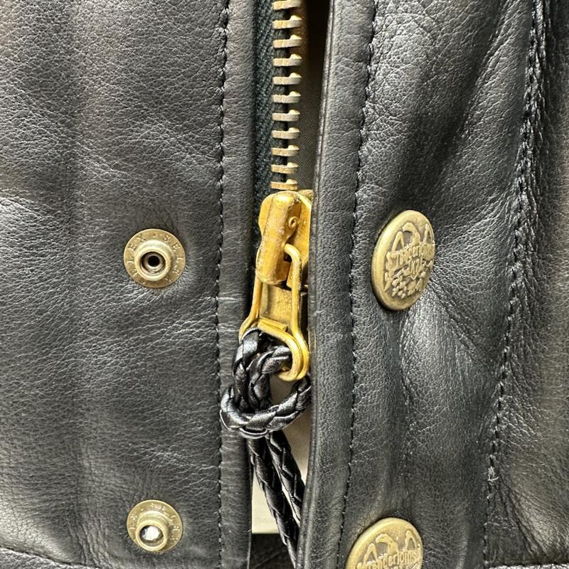テンダーロイン TENDERLOIN ジャケット、上着 レザージャケット 07AW 袖ライン レーシング レザー ダウン ジャケット T-RACINGLEATHER S 黒 / ブラック / black メンズ USED 古着 中古 50130834